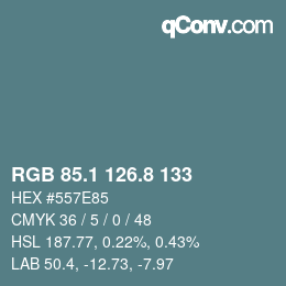 カラーコード: RGB 85.1 126.8 133 | qconv.com