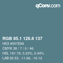 Color code: RGB 85.1 126.8 137 | qconv.com