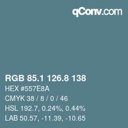 カラーコード: RGB 85.1 126.8 138 | qconv.com