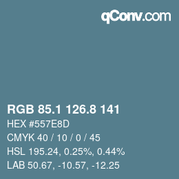 Color code: RGB 85.1 126.8 141 | qconv.com