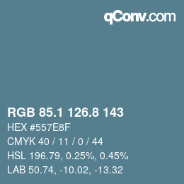 カラーコード: RGB 85.1 126.8 143 | qconv.com