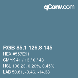 Color code: RGB 85.1 126.8 145 | qconv.com