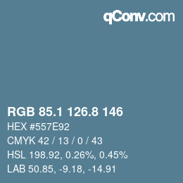 Color code: RGB 85.1 126.8 146 | qconv.com
