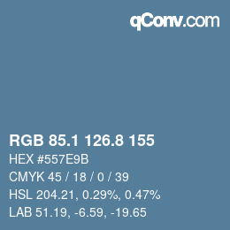 Color code: RGB 85.1 126.8 155 | qconv.com