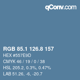 Color code: RGB 85.1 126.8 157 | qconv.com