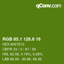 カラーコード: RGB 85.1 126.8 16 | qconv.com