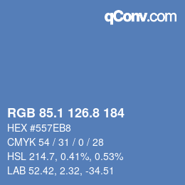 Color code: RGB 85.1 126.8 184 | qconv.com
