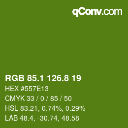 カラーコード: RGB 85.1 126.8 19 | qconv.com