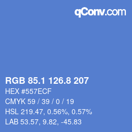 Color code: RGB 85.1 126.8 207 | qconv.com