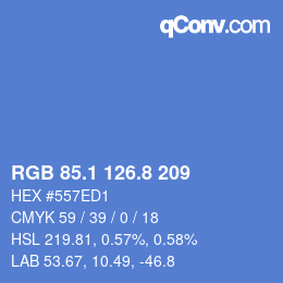 カラーコード: RGB 85.1 126.8 209 | qconv.com