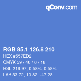 カラーコード: RGB 85.1 126.8 210 | qconv.com