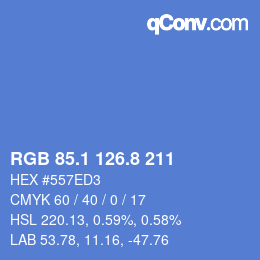 カラーコード: RGB 85.1 126.8 211 | qconv.com