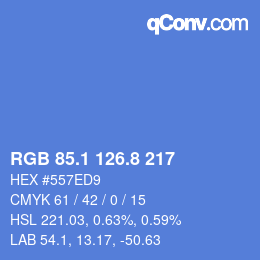 Color code: RGB 85.1 126.8 217 | qconv.com