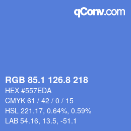 Color code: RGB 85.1 126.8 218 | qconv.com