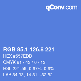 Color code: RGB 85.1 126.8 221 | qconv.com
