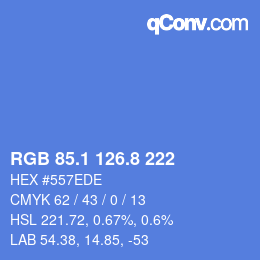 Color code: RGB 85.1 126.8 222 | qconv.com
