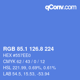 Color code: RGB 85.1 126.8 224 | qconv.com