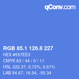 Color code: RGB 85.1 126.8 227 | qconv.com