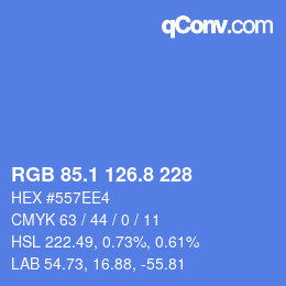 Color code: RGB 85.1 126.8 228 | qconv.com