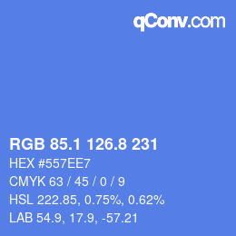 カラーコード: RGB 85.1 126.8 231 | qconv.com