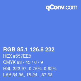 カラーコード: RGB 85.1 126.8 232 | qconv.com