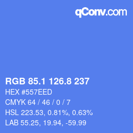カラーコード: RGB 85.1 126.8 237 | qconv.com