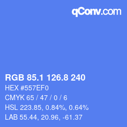 カラーコード: RGB 85.1 126.8 240 | qconv.com