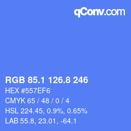 カラーコード: RGB 85.1 126.8 246 | qconv.com