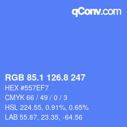 カラーコード: RGB 85.1 126.8 247 | qconv.com