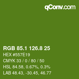 カラーコード: RGB 85.1 126.8 25 | qconv.com