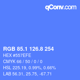カラーコード: RGB 85.1 126.8 254 | qconv.com