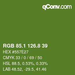 カラーコード: RGB 85.1 126.8 39 | qconv.com