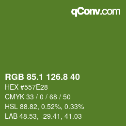 カラーコード: RGB 85.1 126.8 40 | qconv.com