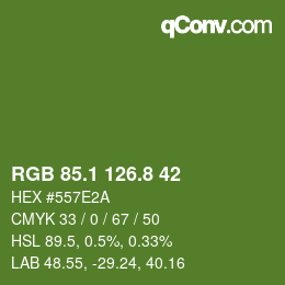 カラーコード: RGB 85.1 126.8 42 | qconv.com