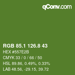 カラーコード: RGB 85.1 126.8 43 | qconv.com