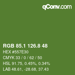 カラーコード: RGB 85.1 126.8 48 | qconv.com