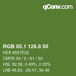 カラーコード: RGB 85.1 126.8 50 | qconv.com