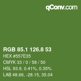 カラーコード: RGB 85.1 126.8 53 | qconv.com