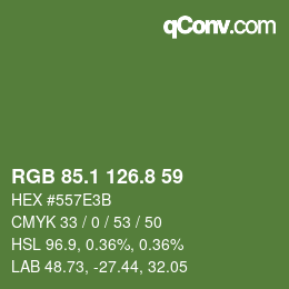 カラーコード: RGB 85.1 126.8 59 | qconv.com
