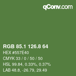 カラーコード: RGB 85.1 126.8 64 | qconv.com