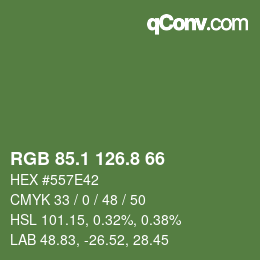 Color code: RGB 85.1 126.8 66 | qconv.com