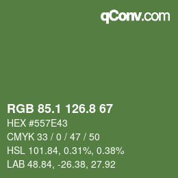Color code: RGB 85.1 126.8 67 | qconv.com