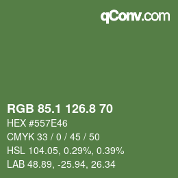 カラーコード: RGB 85.1 126.8 70 | qconv.com