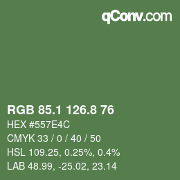 Color code: RGB 85.1 126.8 76 | qconv.com