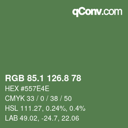 カラーコード: RGB 85.1 126.8 78 | qconv.com