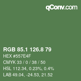 カラーコード: RGB 85.1 126.8 79 | qconv.com