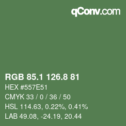 Color code: RGB 85.1 126.8 81 | qconv.com