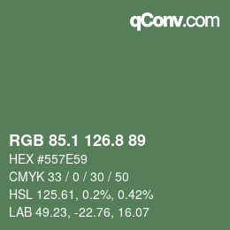 カラーコード: RGB 85.1 126.8 89 | qconv.com