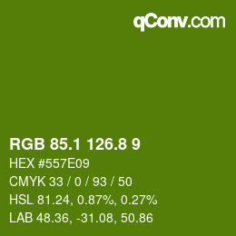 カラーコード: RGB 85.1 126.8 9 | qconv.com