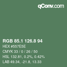 カラーコード: RGB 85.1 126.8 94 | qconv.com